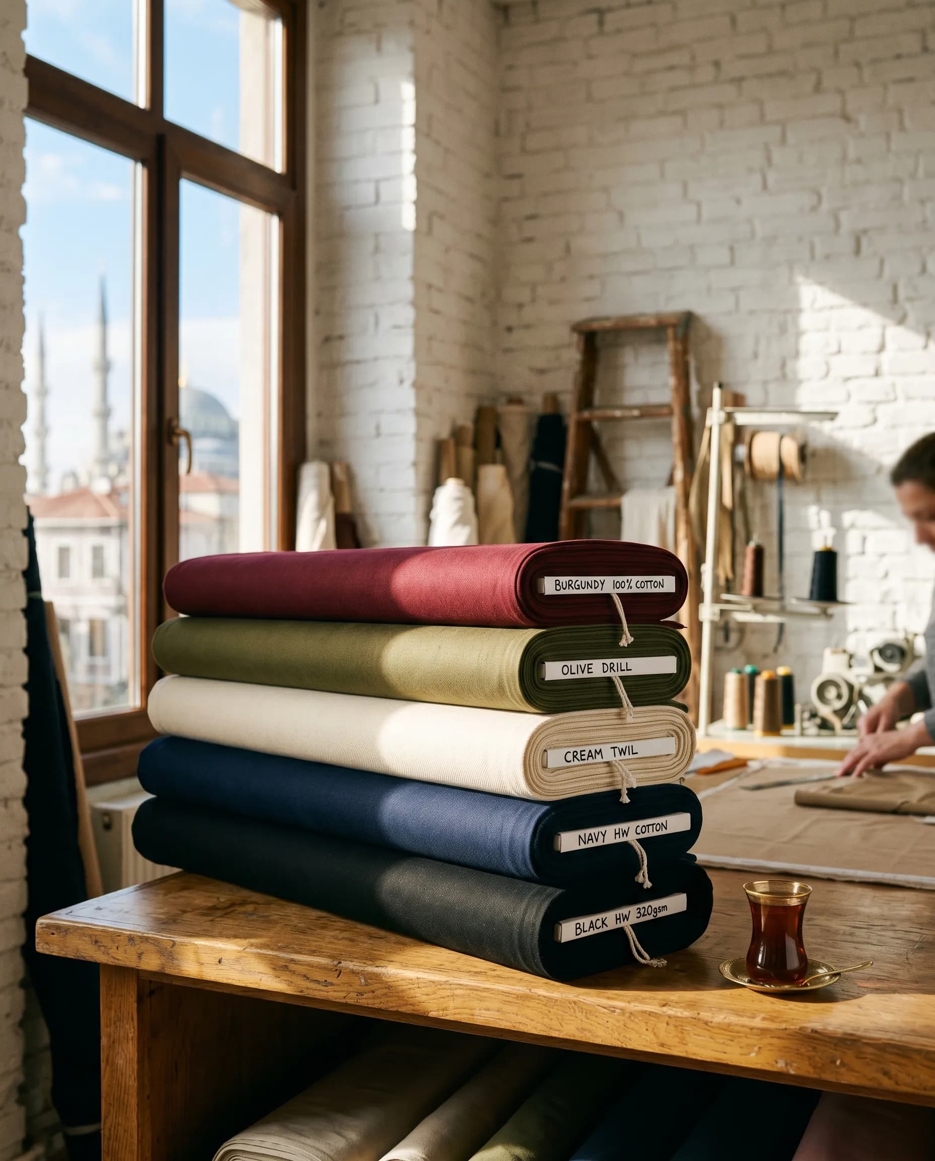 KHMMAD atelier in Istanbul — fabric rolls