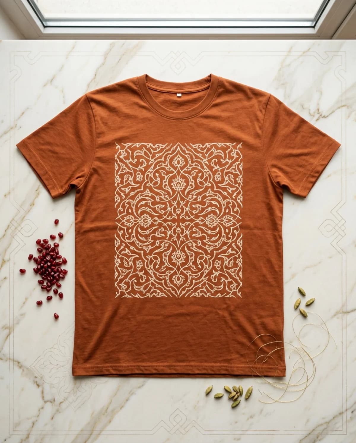 Arabesque Flow Tee — Terracotta